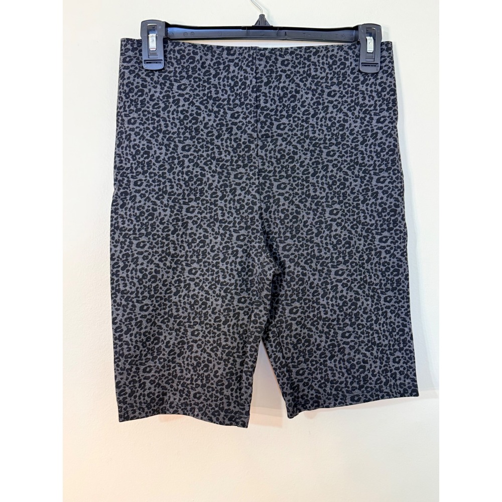 Loft Womens Gray Black Leopard Print Bike Shorts Size S High Waisted Athleisure